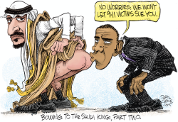 OBAMA BOWS TO THE SAUDI KING AGAIN by Daryl Cagle