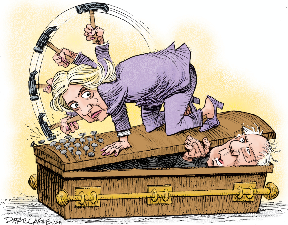  HILLARY AND BERNIE NAILS IN THE COFFIN by Daryl Cagle