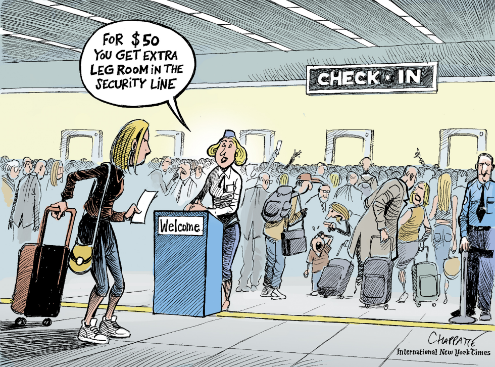  LONG LINES IN AIRPORT by Patrick Chappatte