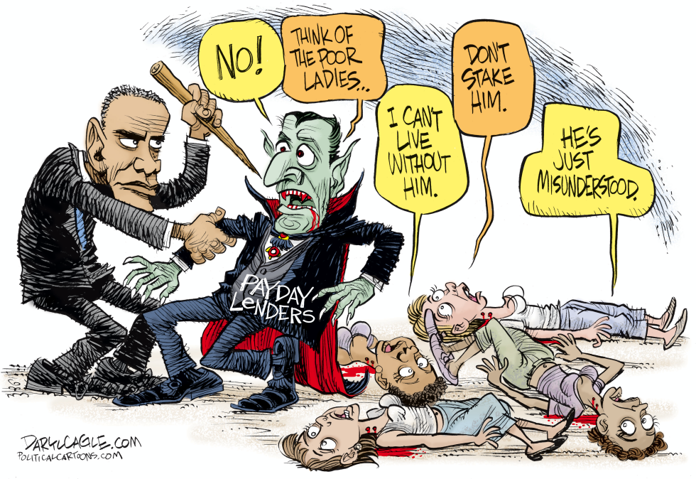  OBAMA AND PAYDAY LENDERS by Daryl Cagle