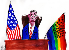 OBAMA & LGBT FLAG by Christo Komarnitski