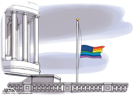 GAY PRIDE FLAG FLIES OVER US CAPITOL by RJ Matson