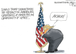 TRUMP FLAG HUG by Pat Bagley