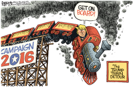 TRUMP TRAIN DETOUR by Rick McKee