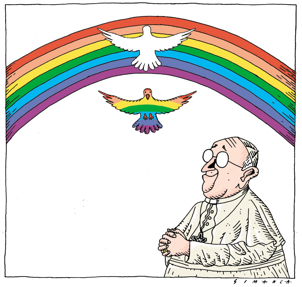  POPE FRANCIS AND RAINBOW HOLY SPIRIT by Osmani Simanca