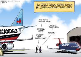 TARMAC MEETING by Nate Beeler