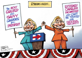 THE TWO HILLARYS by Nate Beeler