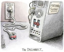 CLINTON SERVER by Adam Zyglis