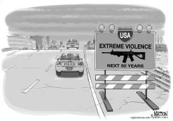 EXTREME VIOLENCE CAUTION SIGN by RJ Matson