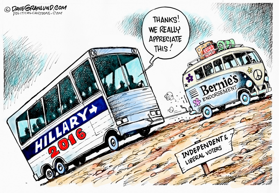  BERNIE ENDORSES HILLARY by Dave Granlund