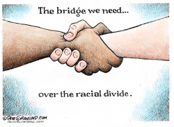 RACIAL DIVIDE BRIDGE by Dave Granlund