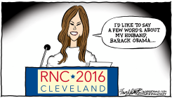 MELANIA'S SPEECH by Bob Englehart