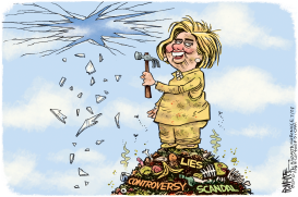 HILLARY GLASS CEILING by Rick McKee