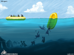 REFUGEES BOAT by Osama Hajjaj