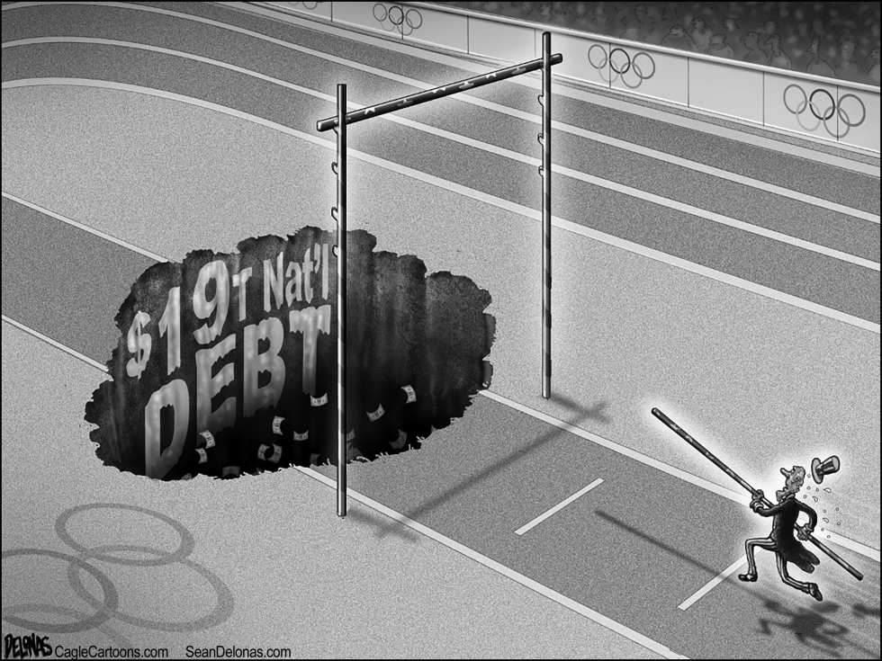  OLYMPICS NATIONAL DEBT GREYSCALE by Sean Delonas