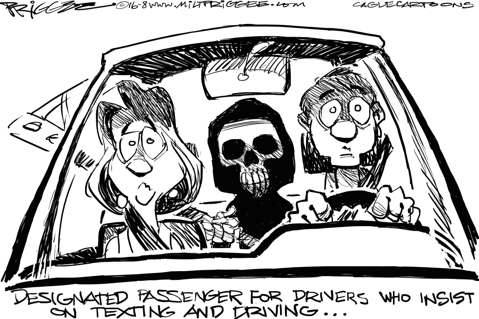  DISTRACTED DRIVING by Milt Priggee