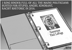 MAINE GOVERNOR PAUL LEPAGE IN 3 RING BINDER by RJ Matson