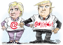 CAMISETAS DE HILLAY Y TRUMP  by Daryl Cagle