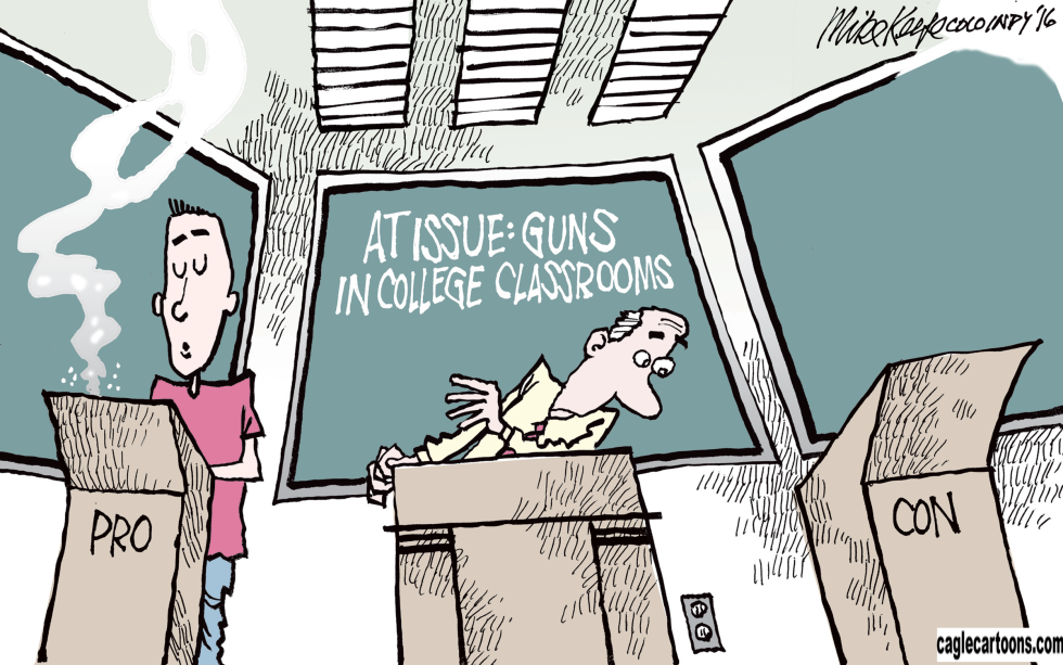  GUNS ON CAMPUS by Mike Keefe