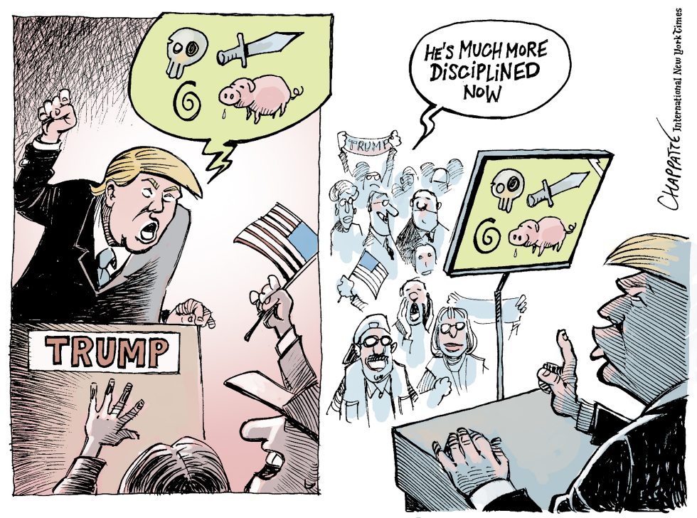  A MORE SCRIPTED CANDIDATE TRUMP by Patrick Chappatte