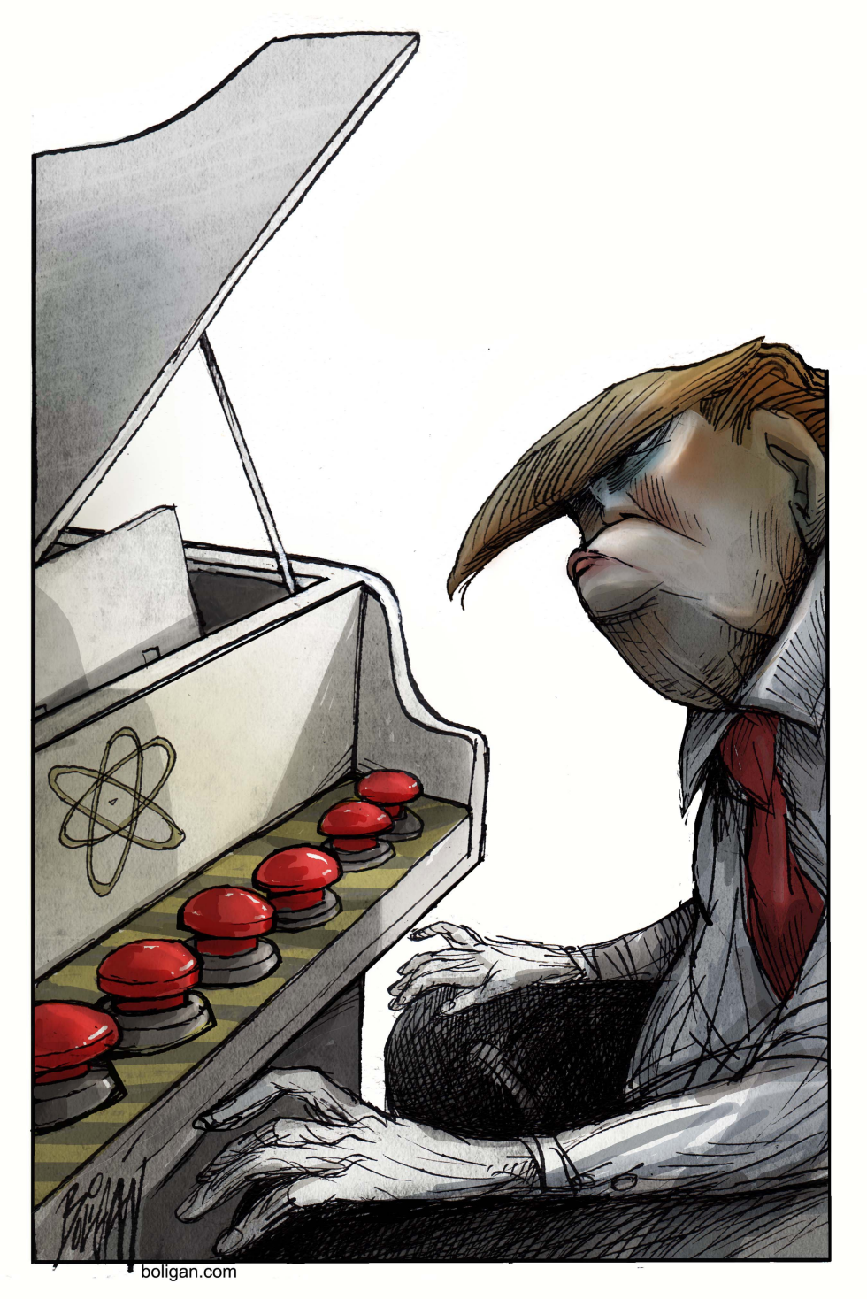  TRUMP PLAYS NUCLEAR BUTTONS by Angel Boligan