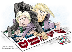 HILLARY Y TRUMP JUEGAN TWISTER  by Daryl Cagle