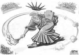 ESTATUA TRUMP XENOFOBICA DE LA LIBERTAD by RJ Matson