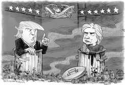 PRESIDENTIAL DEBATE GARBAGE GRAY by Daryl Cagle