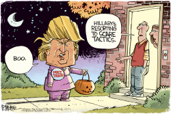 HILLARY SCARE TACTICS by Rick McKee