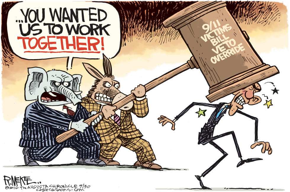  OBAMA VETO OVERRIDE by Rick McKee