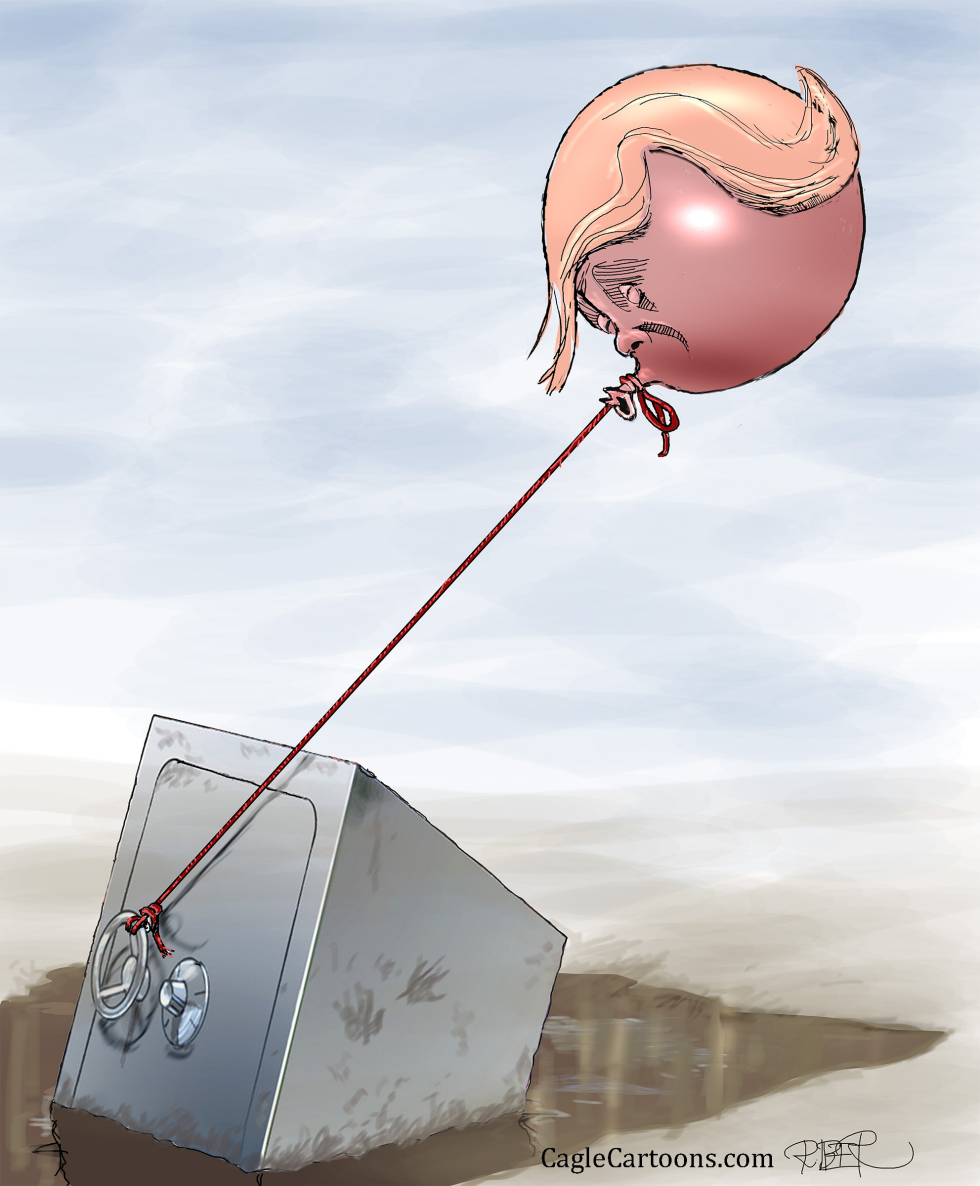  TRUMP AS A BALLOON, REINED TO A SAFE by Riber Hansson