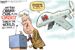 HILLARY DRONES BILL by Rick McKee