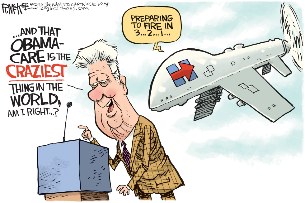  HILLARY DRONES BILL by Rick McKee