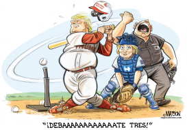 TRUMP BAJA Y ABANICA EN LOS DEBATES  by RJ Matson