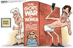 HILLARY BOOK ENDS by Rick McKee