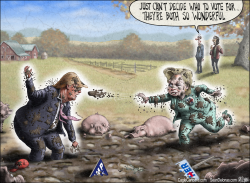 HILLARY TRUMP MUD  by Sean Delonas