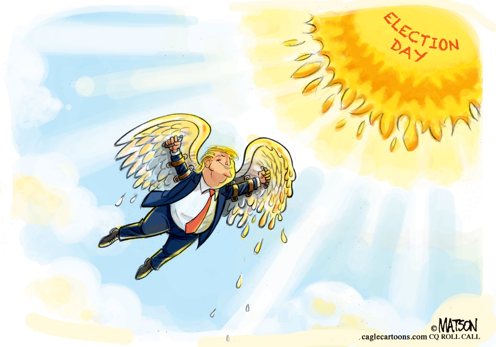  TRUMP AS ICARUS APPROACHING ELECTION DAY by RJ Matson