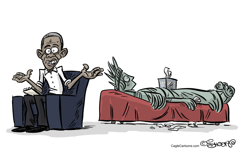  POOR LIBERTY AND OBAMA by Martin Sutovec