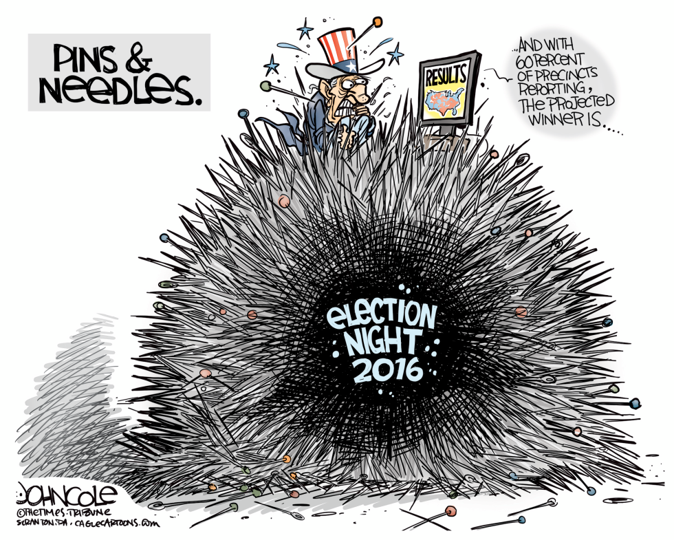  ELECTION NIGHT PINS AND NEEDLES by John Cole