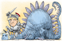 TRUMP SLAYS HILLARY  by Daryl Cagle