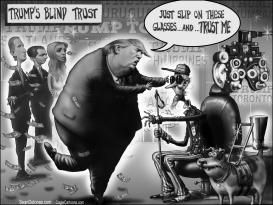 TRUMP CONFLICT BLIND TRUST GREYSCALE by Sean Delonas