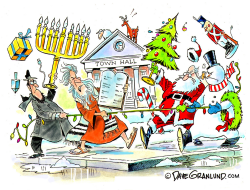 HANUKKAH AND CHRISTMAS OVERLAP 2016 by Dave Granlund