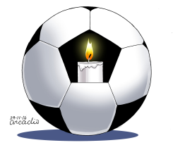 SOCCER TRAGEDY IN COLOMBIA/TRAGE- DIA EN COLOMBIA by Arcadio Esquivel