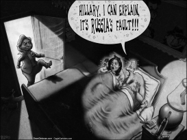 BLAME RUSSIA HILLARY GREYSCALE by Sean Delonas