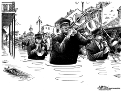 NEW ORLEANS FUNERAL MARCH EVACUATION by RJ Matson