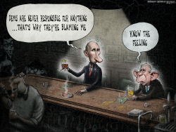 PUTIN HACKING BUSH BAR RUSSIA  by Sean Delonas