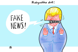 TRUMP THE MATRYOSHKA DOLL by Emad Hajjaj