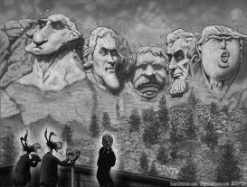 MT RUSHMORE TRUMP INAUGURATION GREYSCALE by Sean Delonas