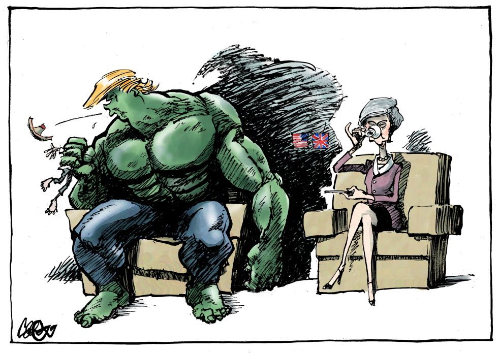  TRUMP WELCOMES THERESA MAY by Jos Collignon