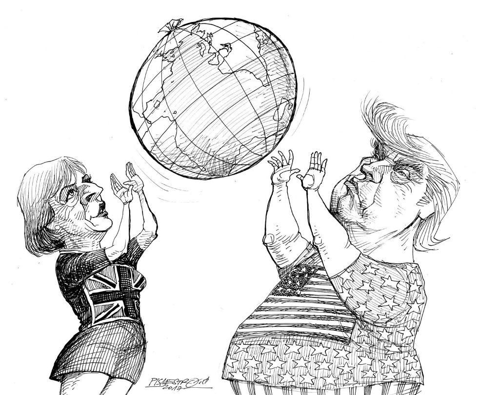  TRUMP PLAYS THERESA MAY  by Petar Pismestrovic